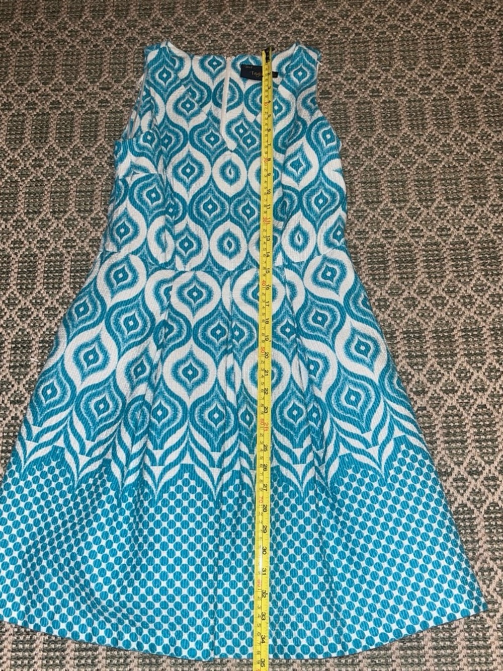 Taylor Teal & White Patterned A-Line Dressy Skirt